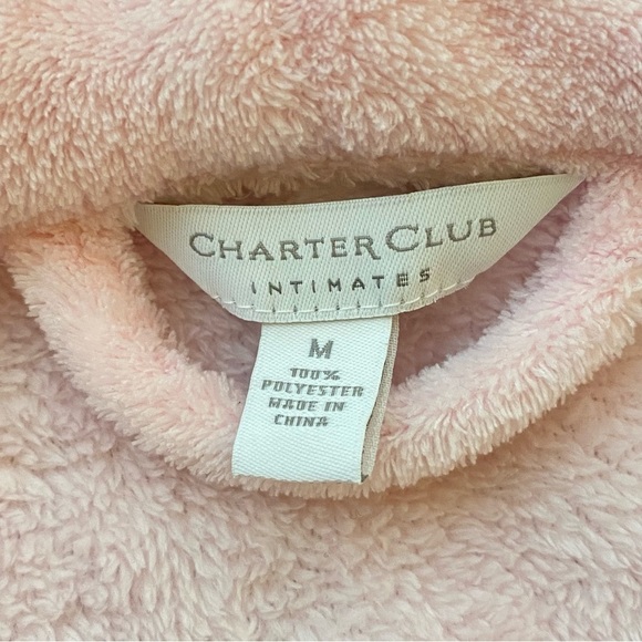 Charter Club Intimates Pink Fuzzy Shawl Collar Robe Size Medium - Picture 6 of 8